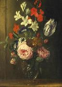 Jan van den Hecke Flower still life in a glass vase oil painting